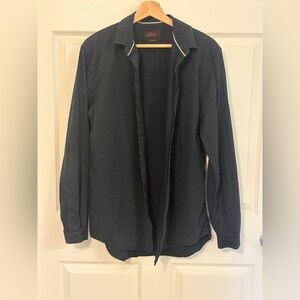 Zar Men's Black Polka Dot long sleeve shirt